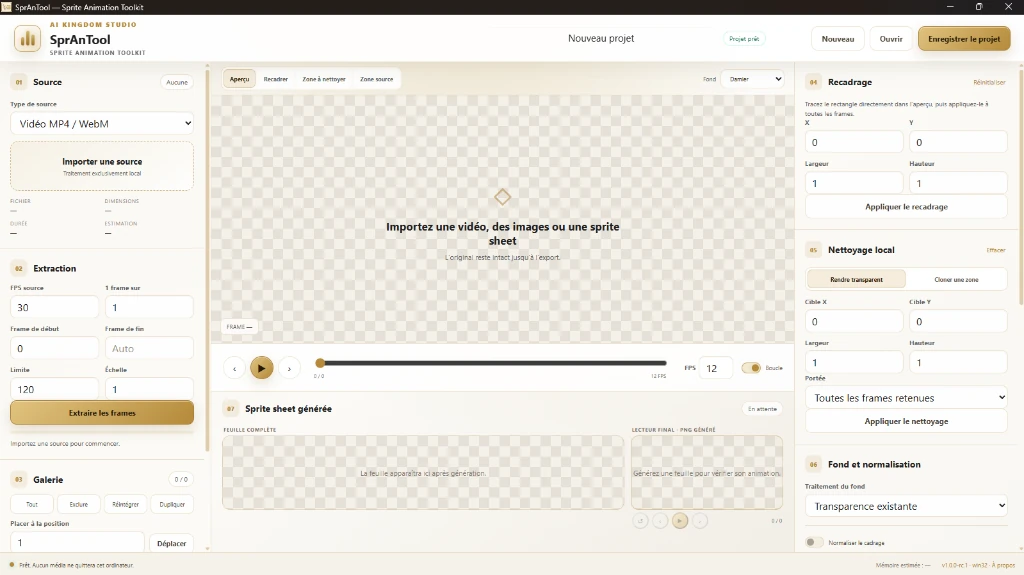 SprAnTool Main Workspace Interface